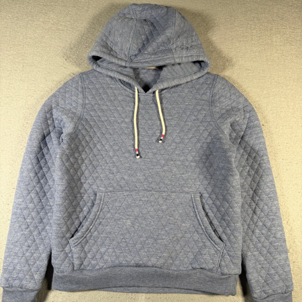 Marine Layer Quilted Diamond Hoodie Pullover Blue XS Womens Comfort Cozy